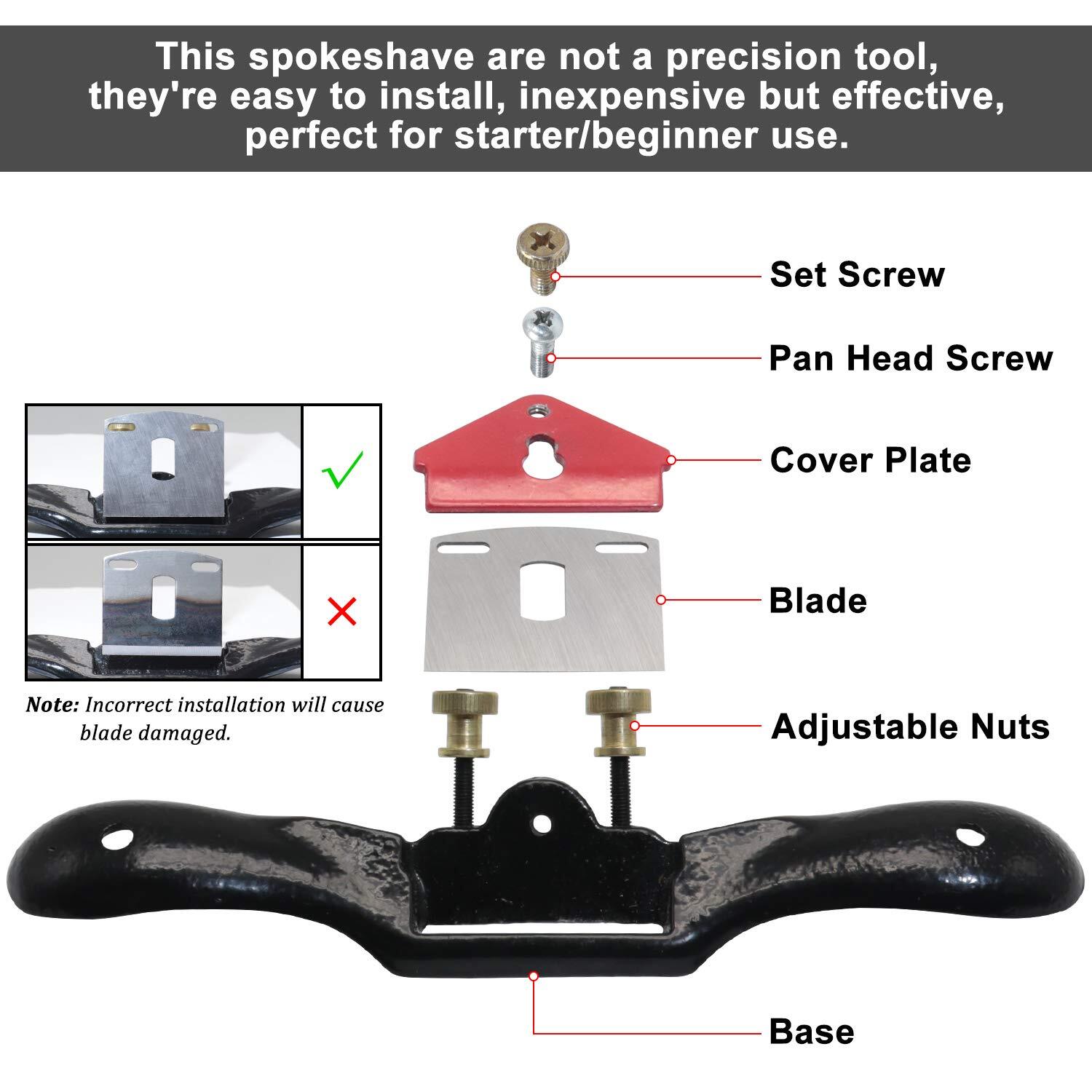 2pcs 9″ 10″ Adjustable Spokeshave With Replacement Blades And 4way Rasp File Man