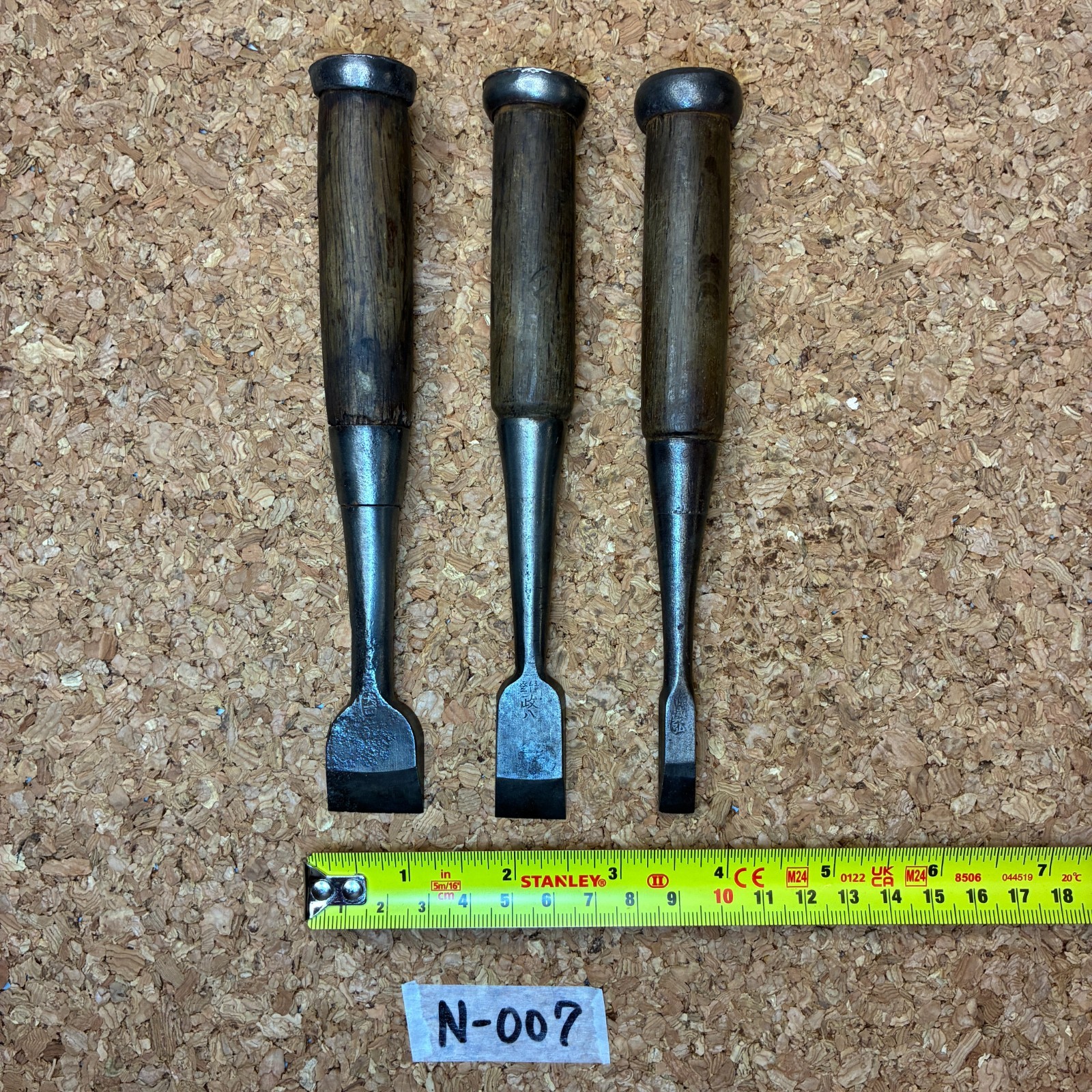 Japanese-Made Chisels (Set of 3) #N-007, 7in Carpentry Tools / Hand Tools,