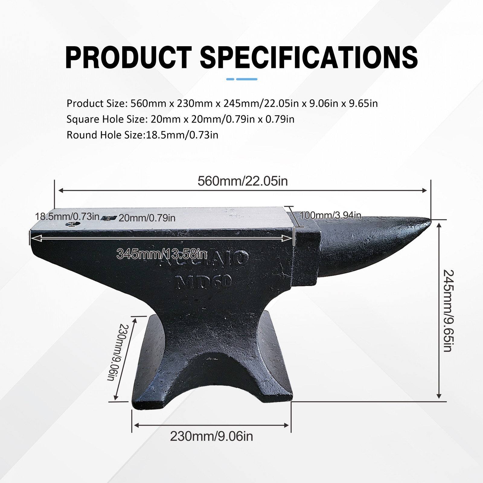 Single Horn Anvil 132Lbs Cast Steel Anvil Blacksmith for Sale Forge Black Tool