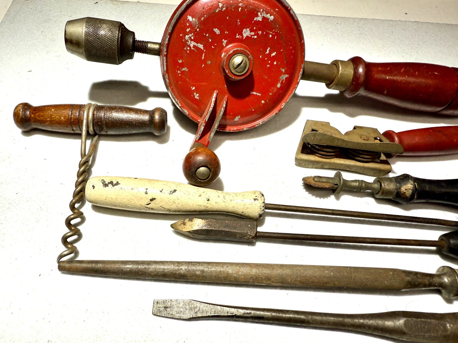 Vintage Hand Tools Lot Of 8 Mid Century Wood Handles & Carbon Steel