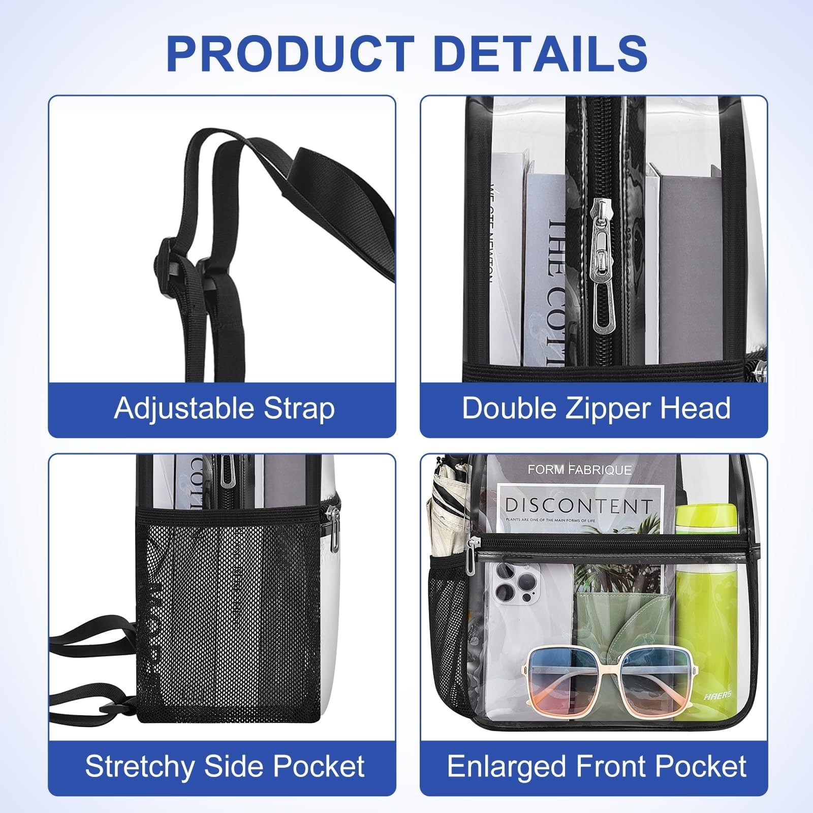 Clear Backpack for Stadium Events 12x12x6 Sports Backpack Mini Small for Fan,…
