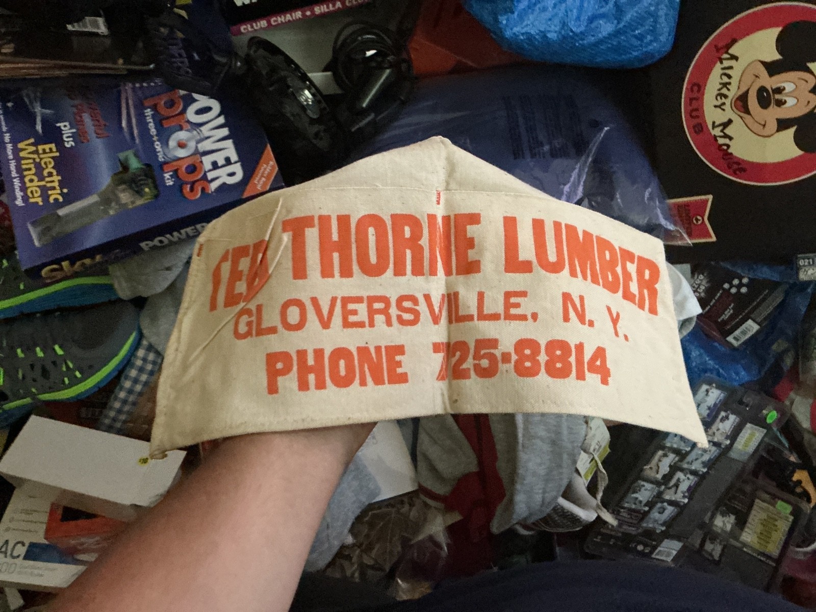 VINTAGE CLOTHTed Thorne LUMBER Gloversville NY NAIL BAG APRON