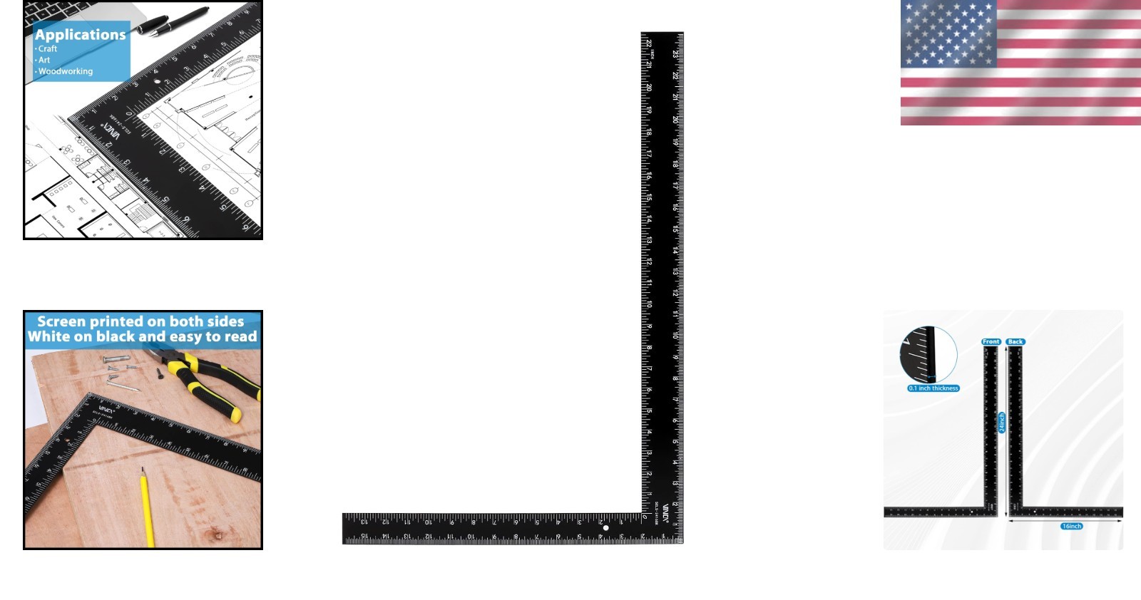 Durable 16″ x 24″ Carpenter Square with Anti-Rust Coating and Clear Markings