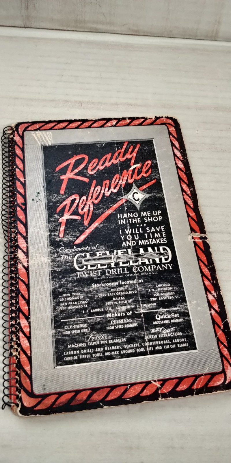 1946 Cleveland Twist Drill Company Ready Reference Spiral Bound Manual W1
