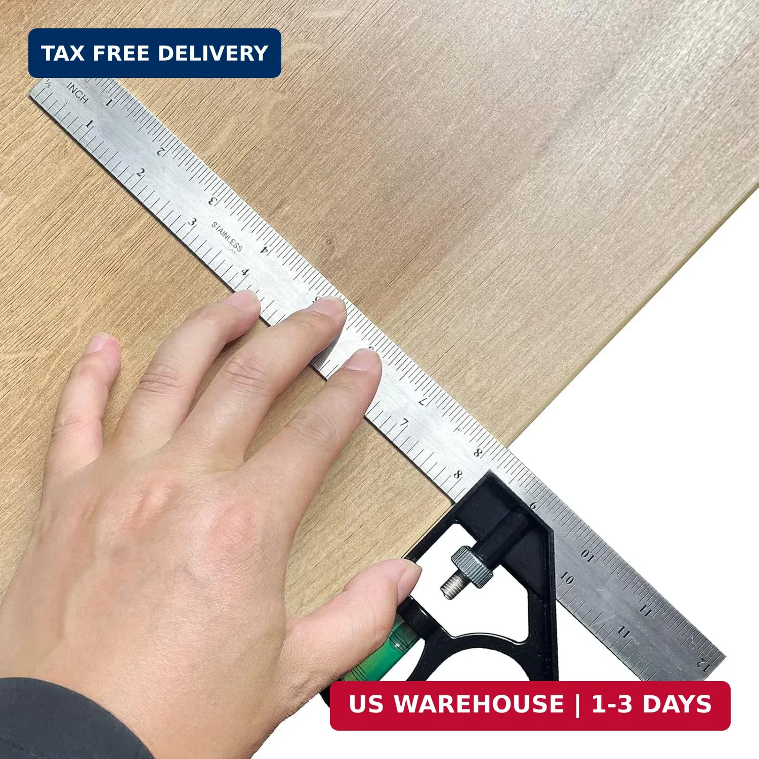 12″ Combination Square, 45-90 Degree Marking, Carpentry Woodworking Measure Tool