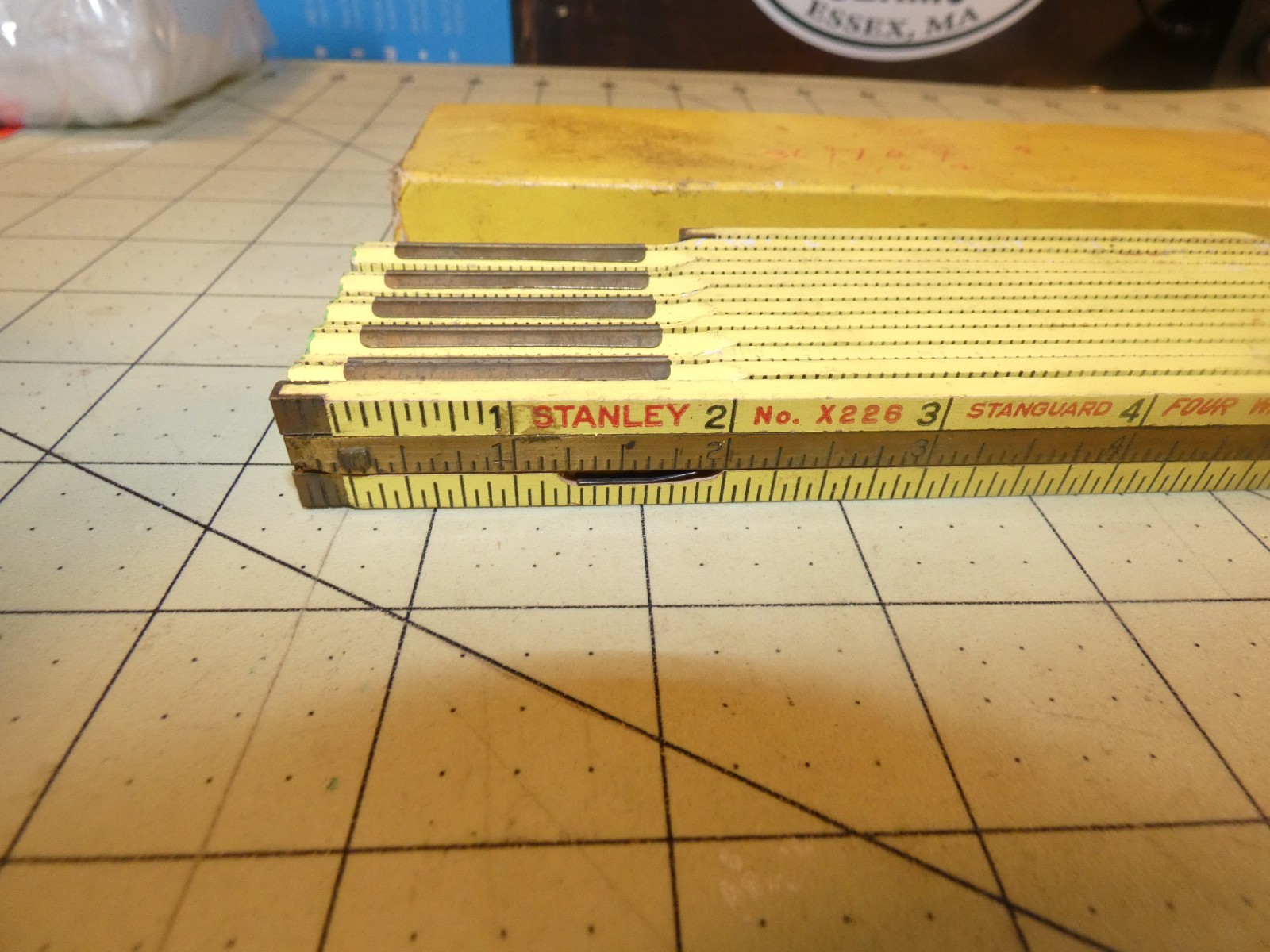 VINTAGE STANLEY X226 USA MADE FOLDING 72 INCH CARPENTERS RULER BRASS EXTENSION