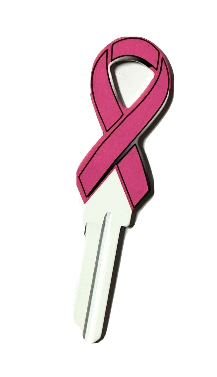 Breast Cancer Awareness Pink Ribbon House Key Blank Kwikset KW1/KW10/KW11