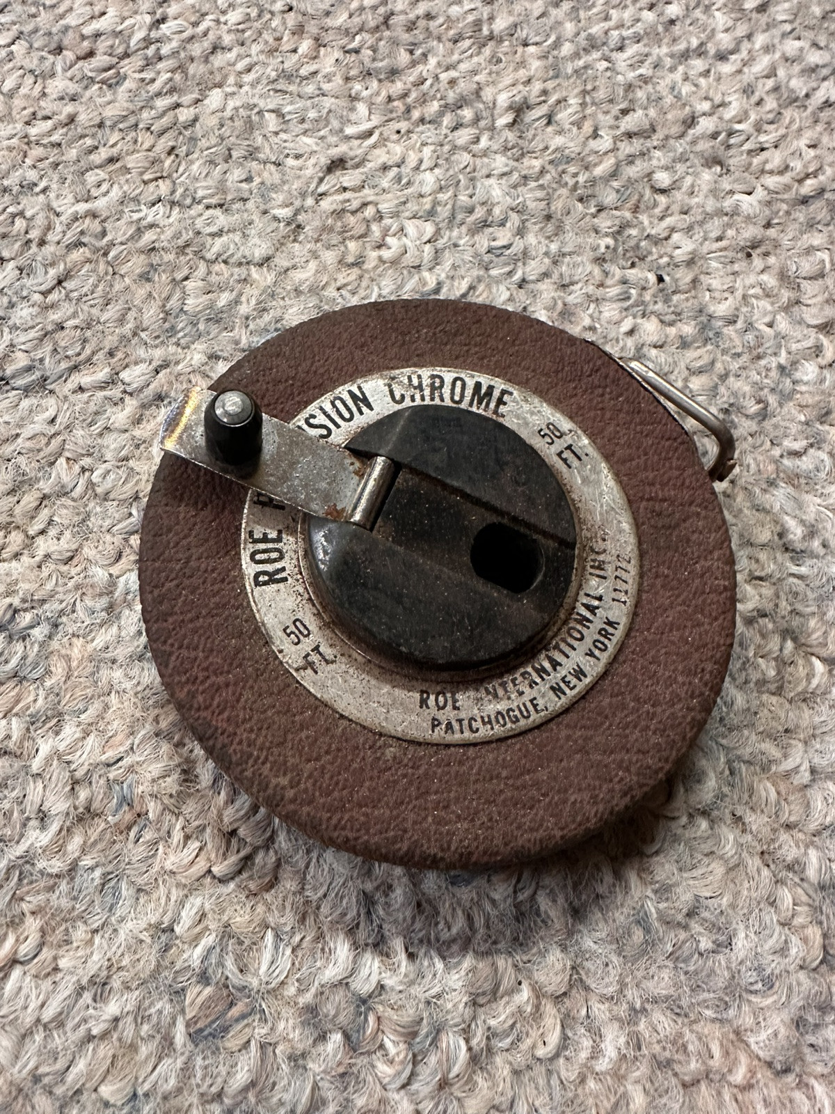 Vintage Roe Precision Chrome Tape Measure 50 Foot (works properly)