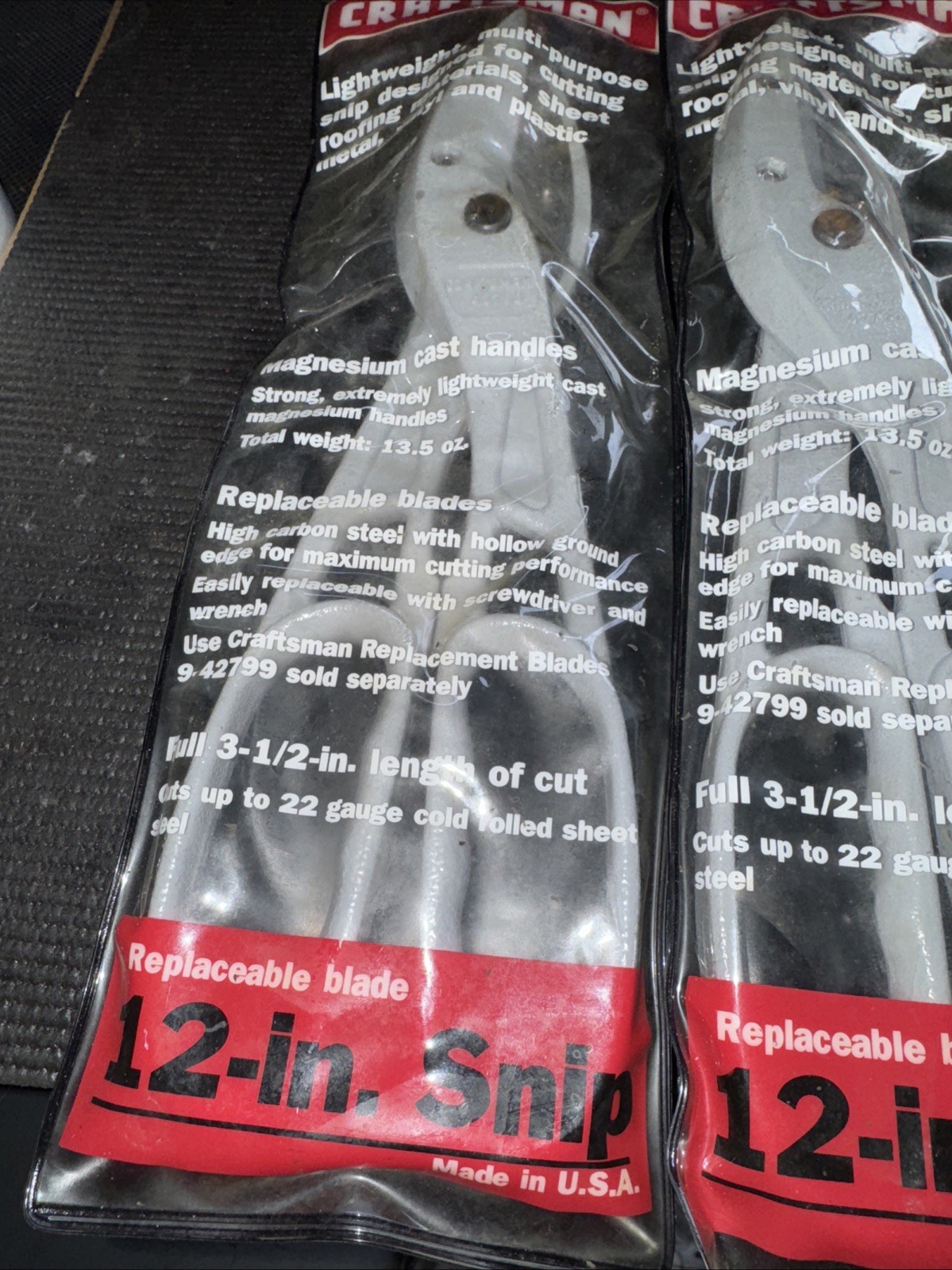 (2) Sears CRAFTSMAN 42798 12” TIN SNIP USA Nos Aluminum Rare Metal Repl Blade