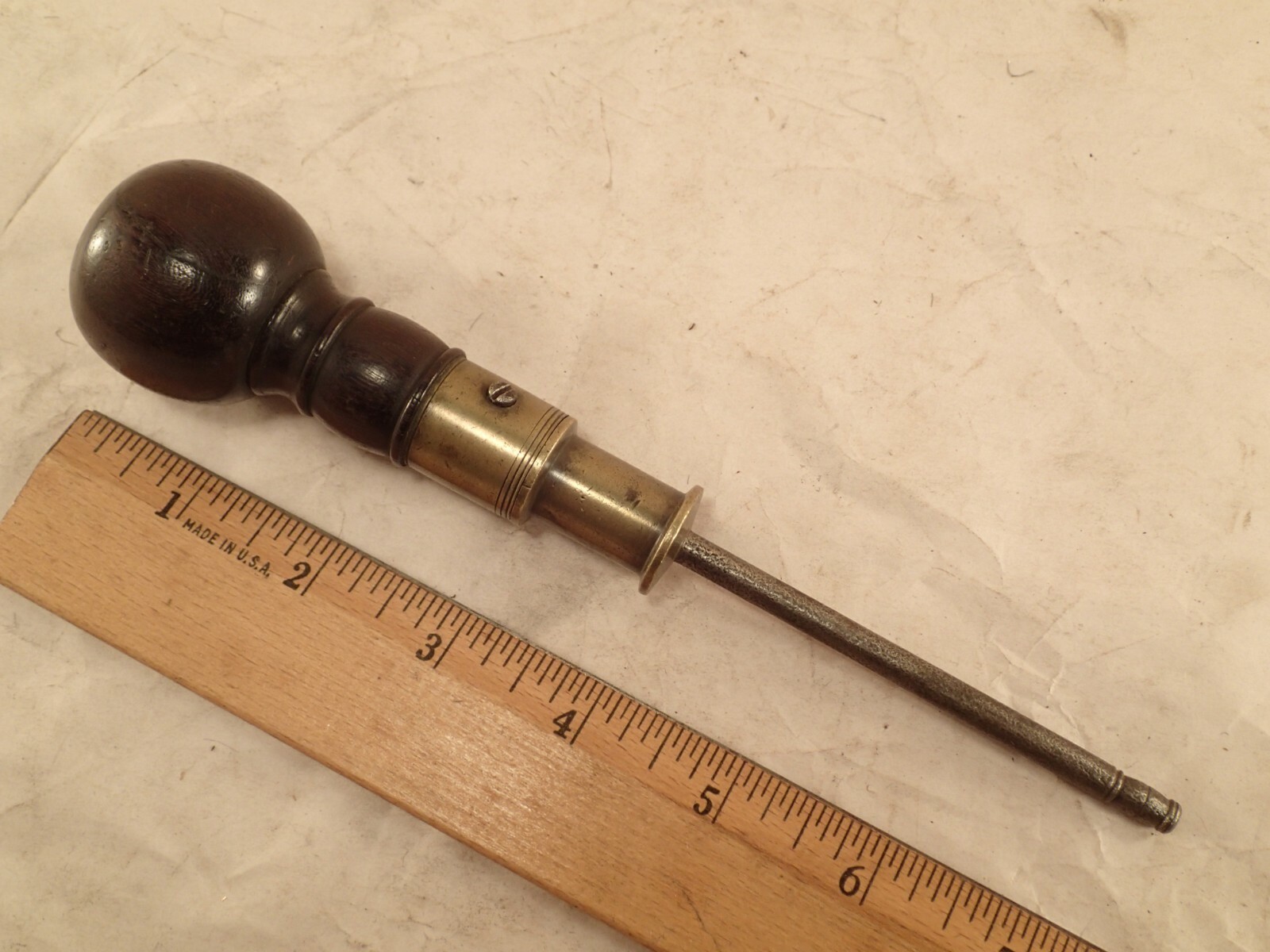 1800’s ‘Unmarked’ Jeweler’s Watchmaker’s Brass BOW DRILL with Rosewood Handle