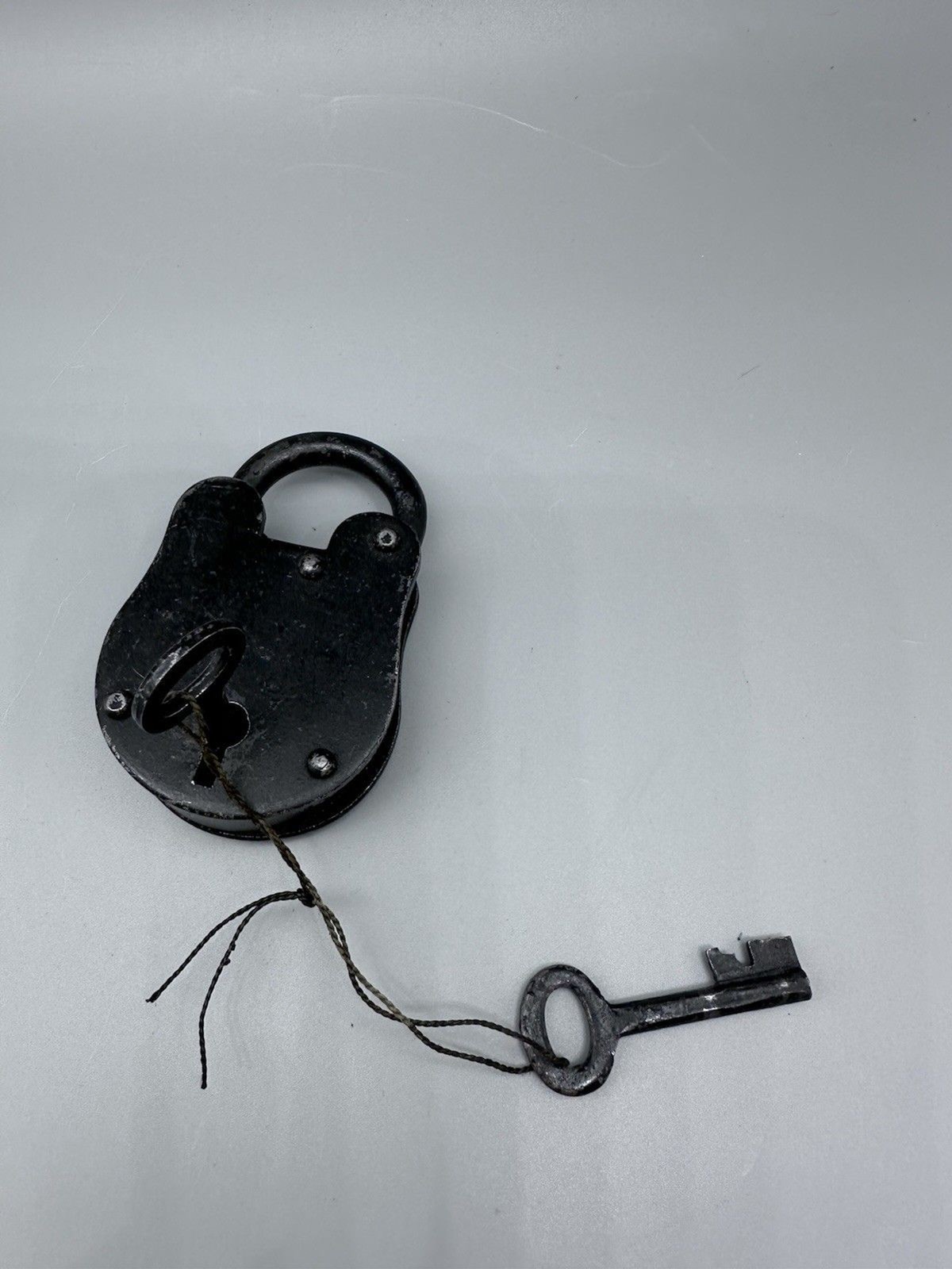 Vintage Or Older Black Padlock W 2″ Keys Train Lock 3.25”