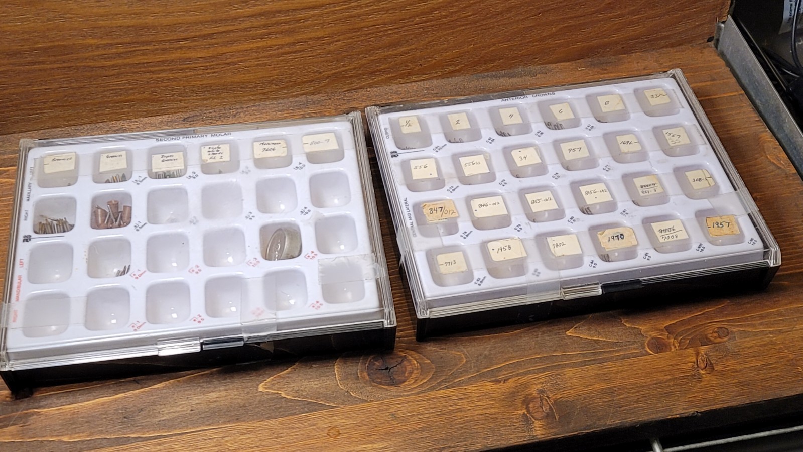 2 Dentistry Organizer Boxes Containing a Variety of Drill Bits