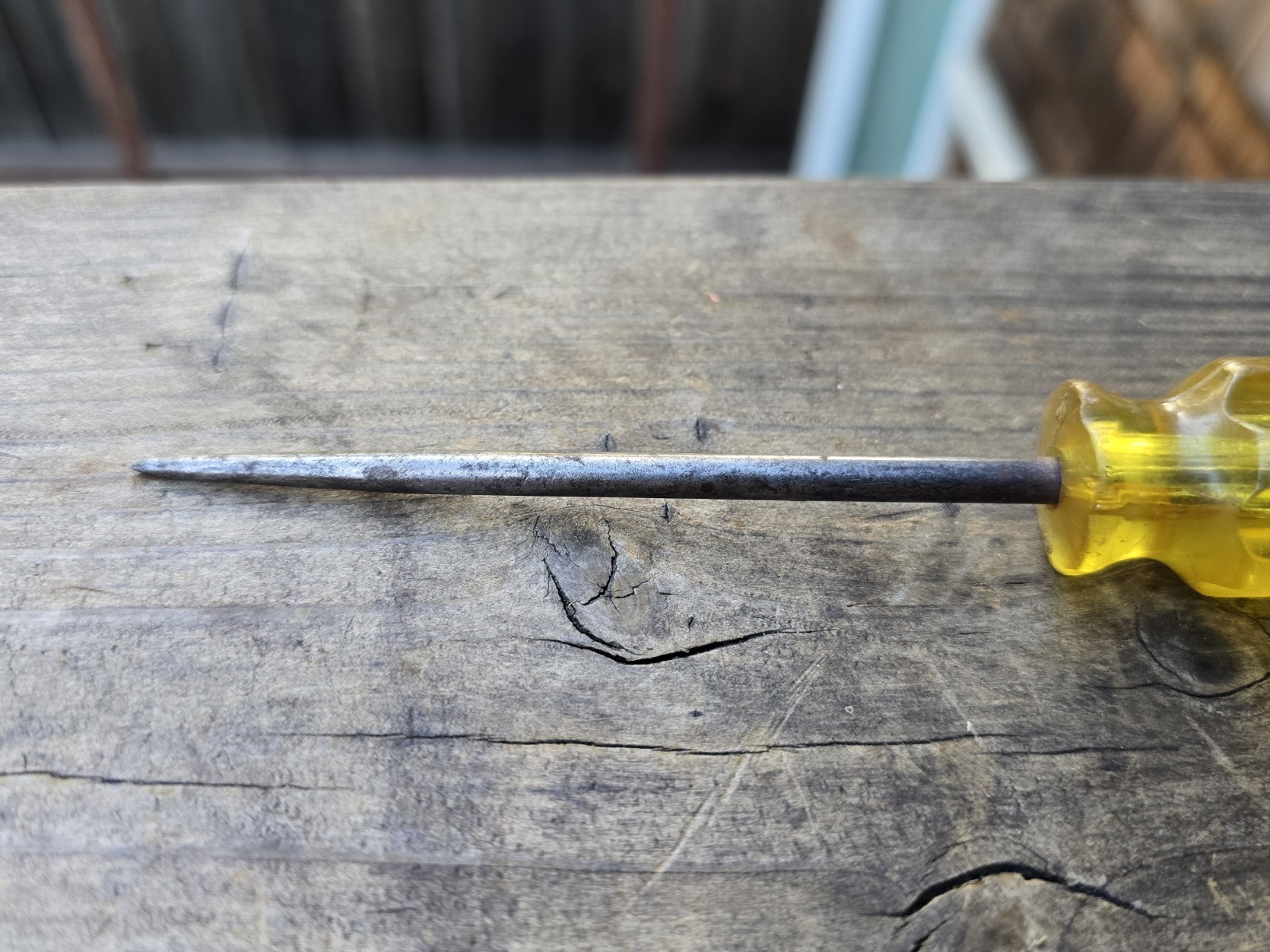 Vintage Corsair Scratch Awl 5.5″ Yellow Plastic Handled USA