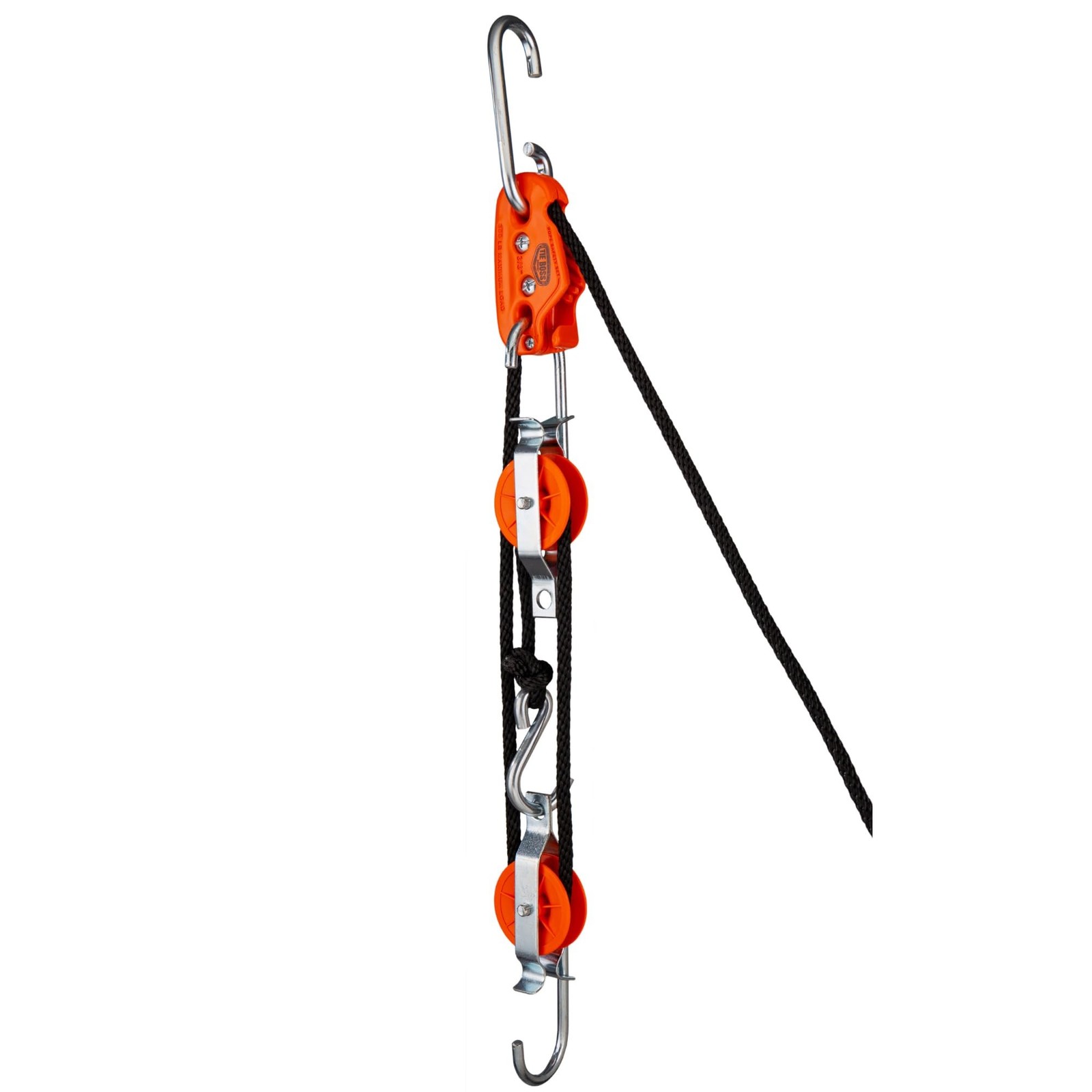 Tie Boss – Self Locking, Block and Tackle Pulley Hoist System with 35 ft of P…