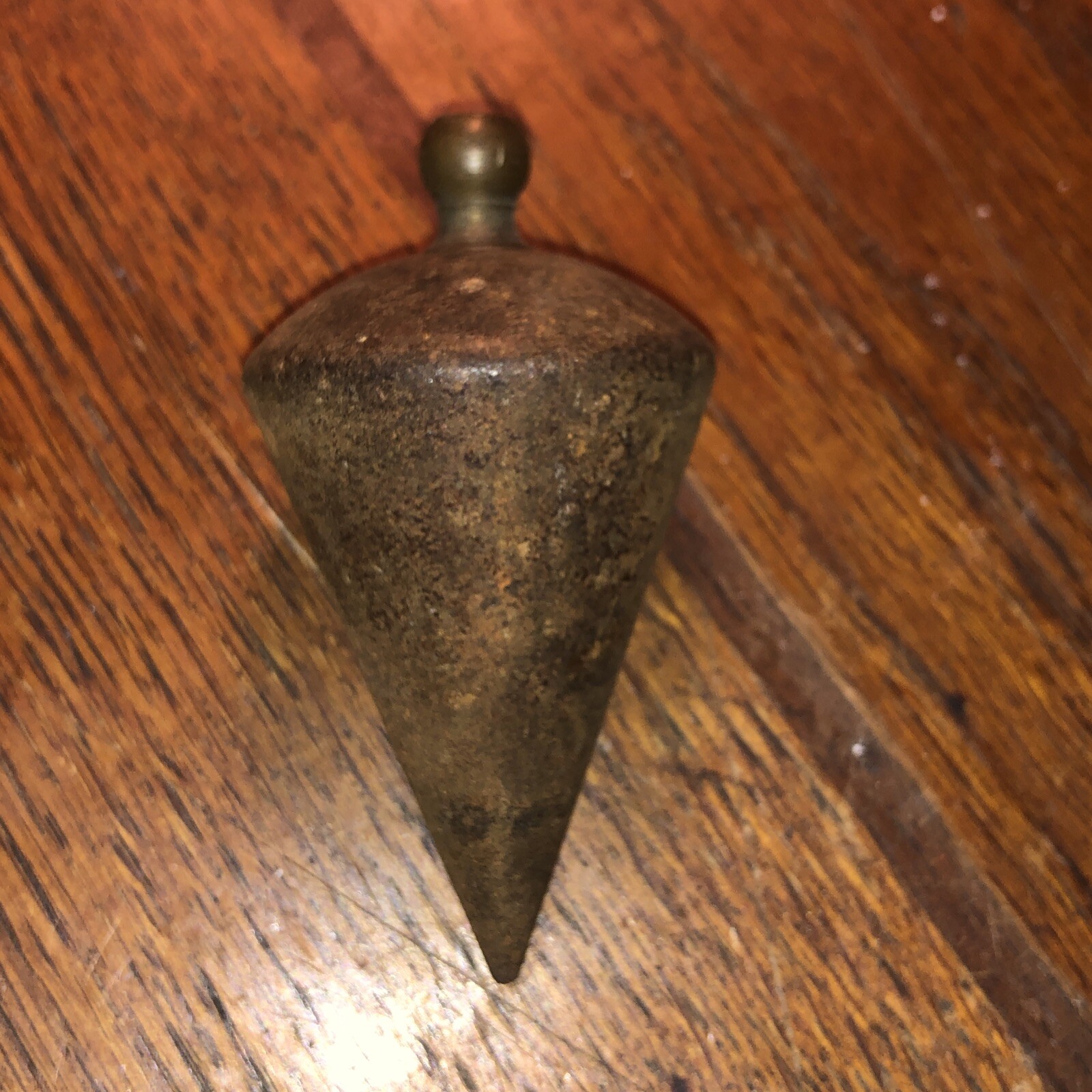 1940’s VINTAGE RUSTIC CAST IRON PLUMB BOB TOOL, CONIC PEAR SHAPED