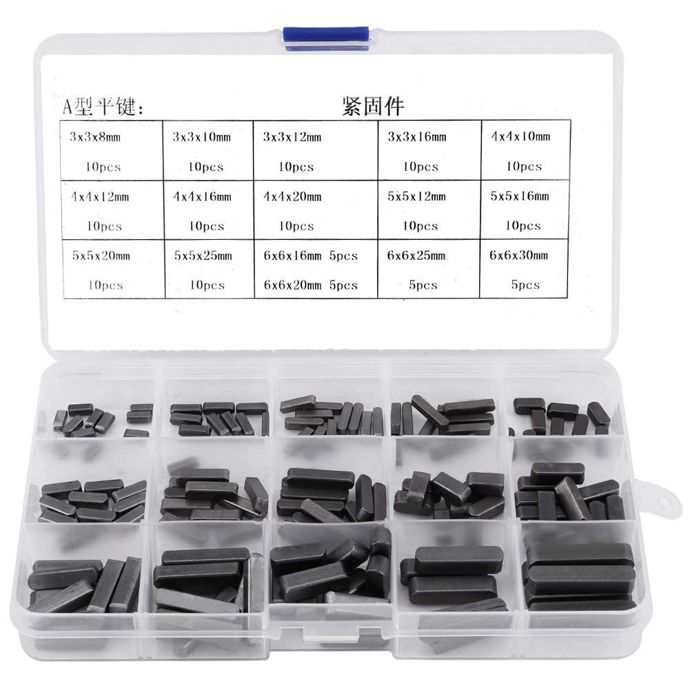 140Pcs Parallel Square Stock Key, Shaft Feather Stock Assortment, Round Ended…
