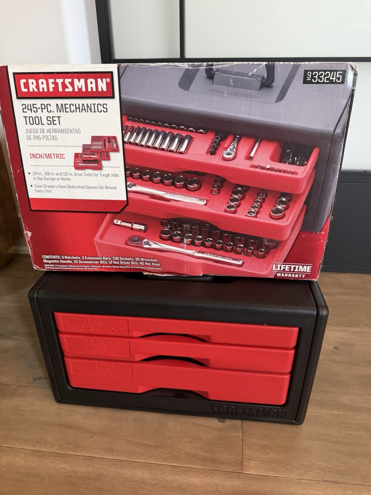 NOS Sears Craftsman USA 245pc 3 Drawer Mechanics Tool Set 33245 6pt