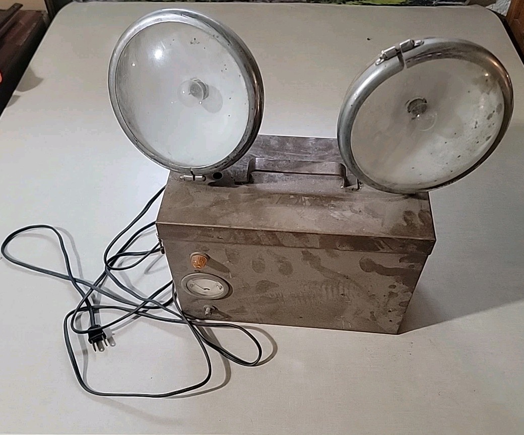 2 RARE VTG Portable Dual Spotlight Double Searchlight Control Box w. Voltmeter