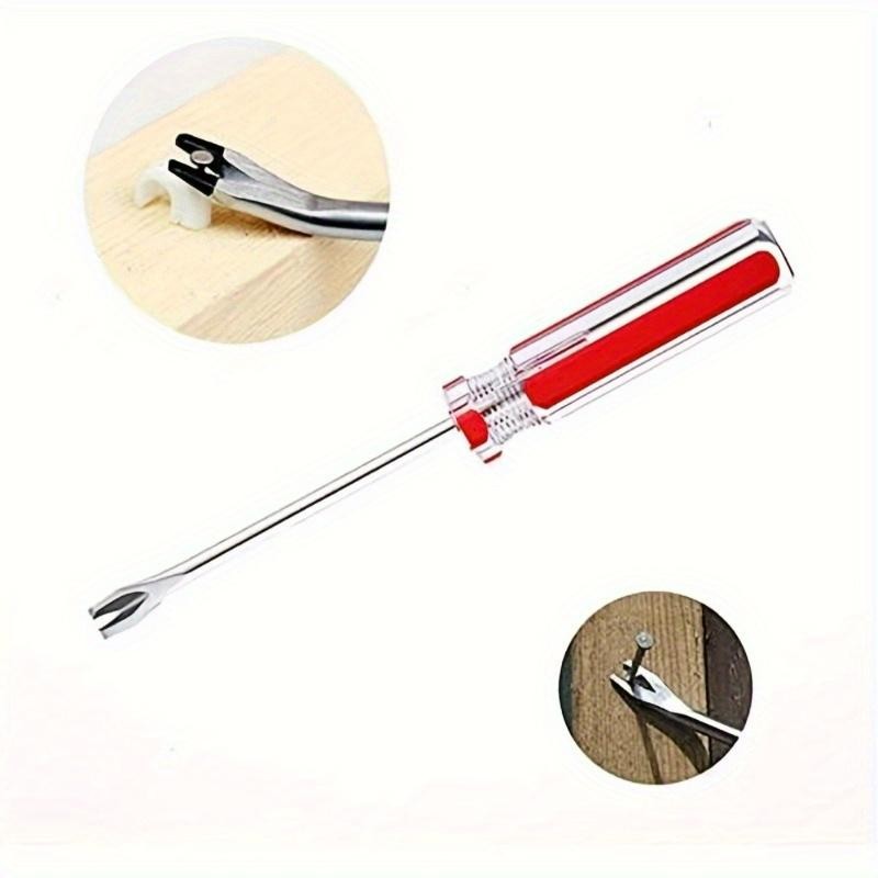Upholstery Staple Remover Tool V-tip Nail & Rivet Puller with Red Transparent Ha