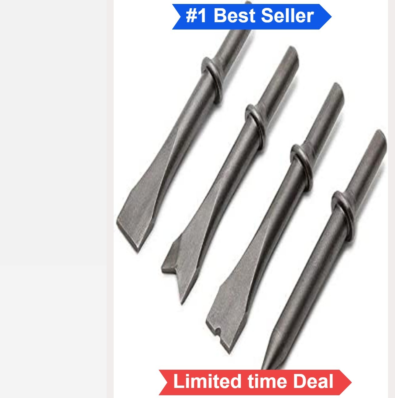 Air Chisel Set 4 Piece Masonry Chisel Metal Handle Straight Edge Pneumatic
