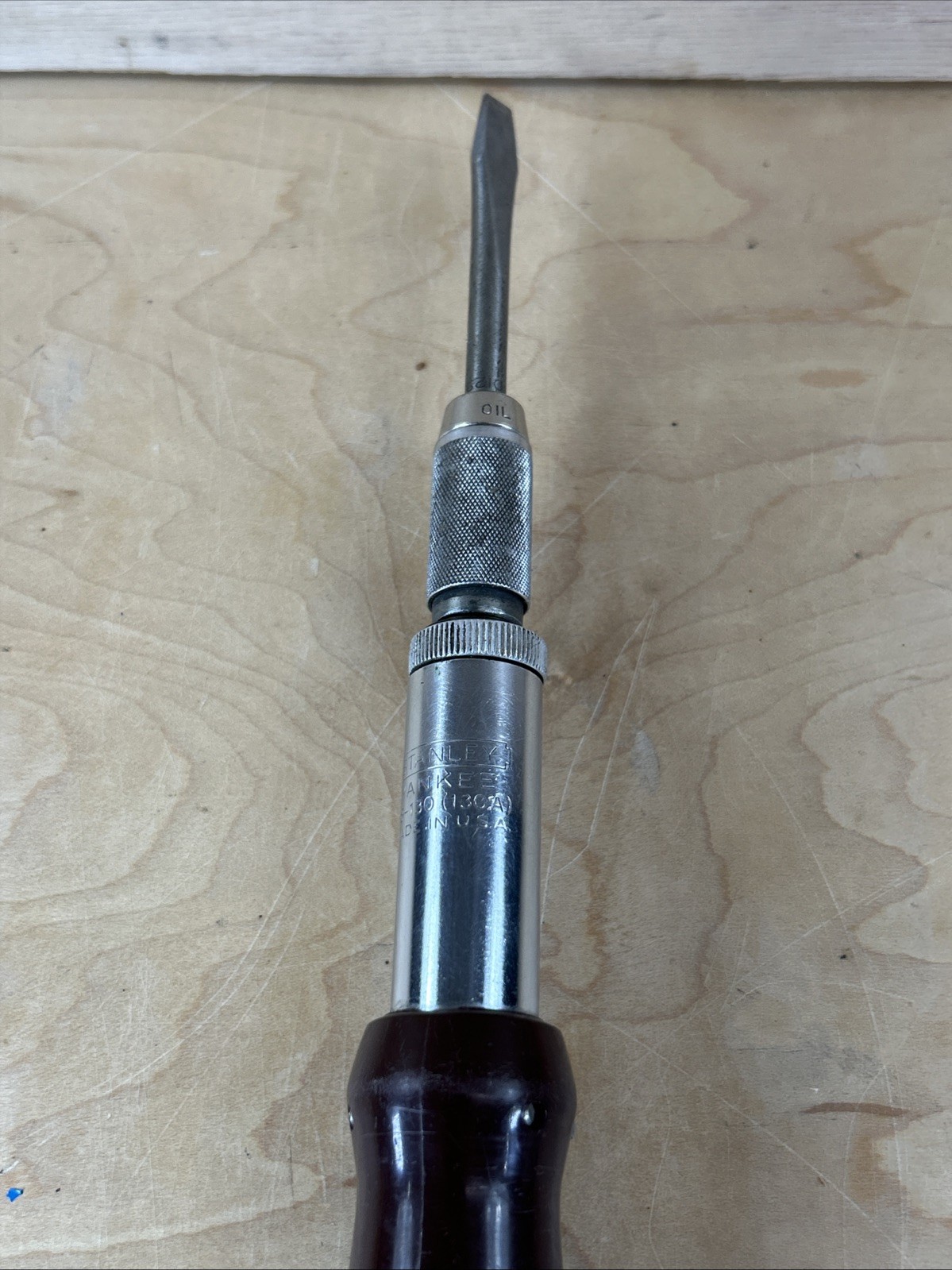 Vintage Stanley Yankee 68-130 (130A) Ratchet Screwdriver w/ 1 Bit Wood Handle