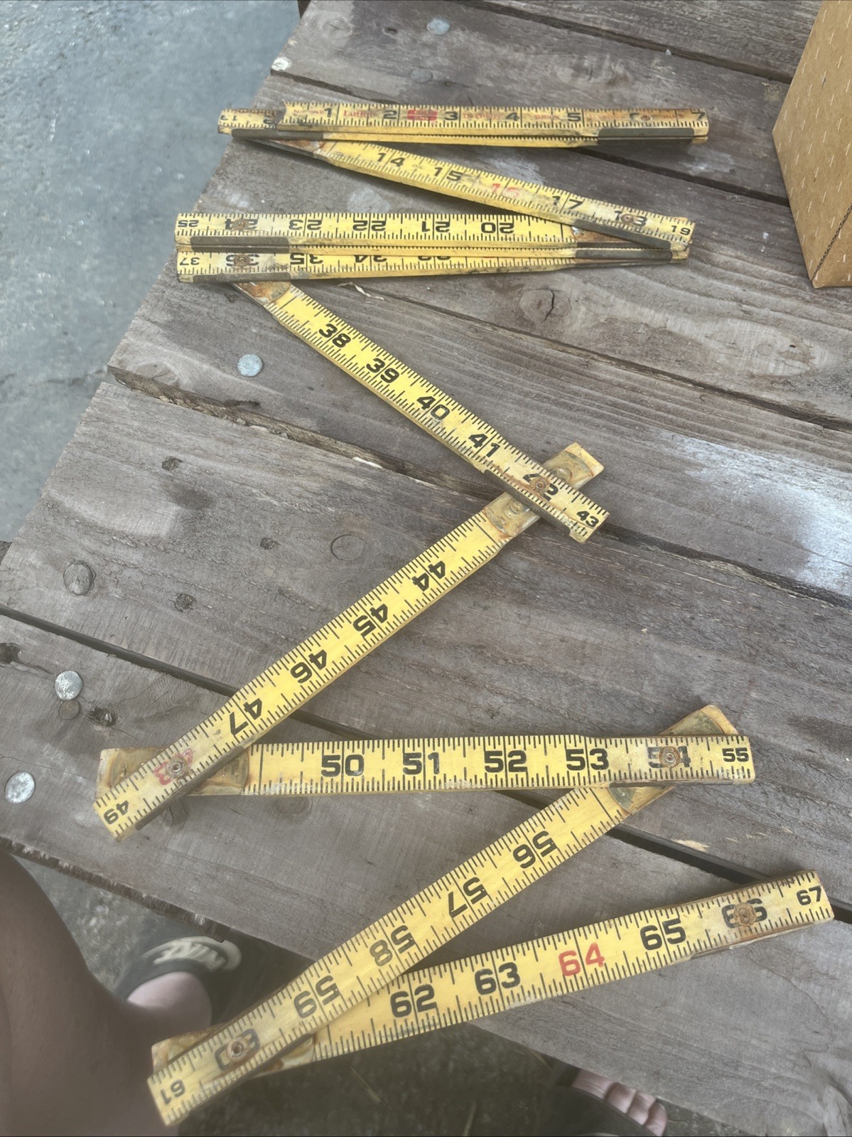 Vintage LUFKIN No. 636 RUGGED RED END 72” Folding Brick Mason’s Rule USA Wood