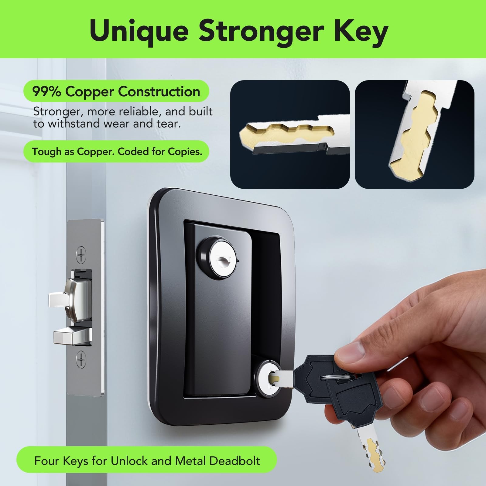 Upgraded RV Door Lock Replacement with Paddle Deadbolt,Camper Door Handle Lat…