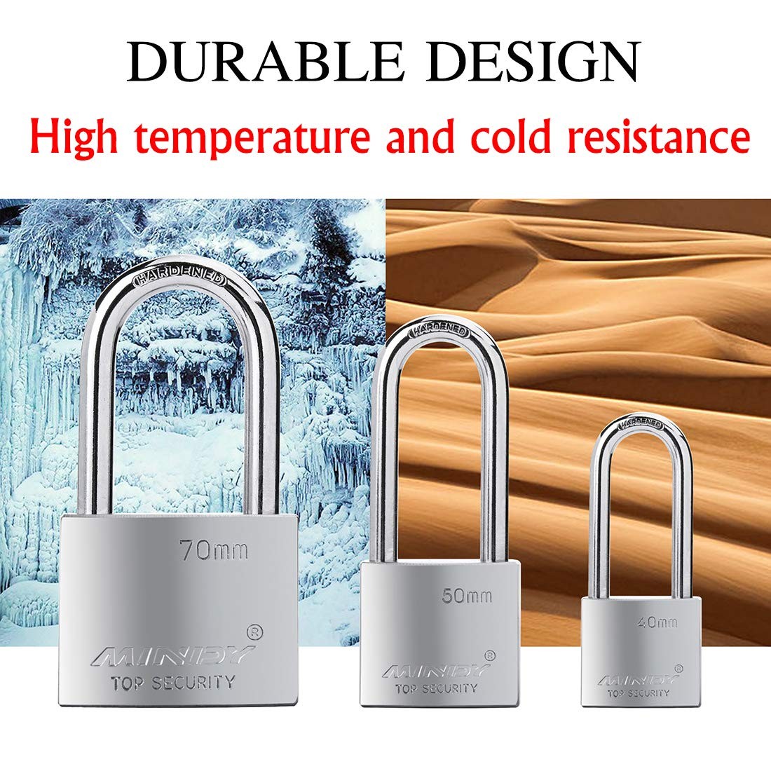 50mm Long Shackle Padlocks for Outdoor Use All Weather Resistant, Alloy Steel