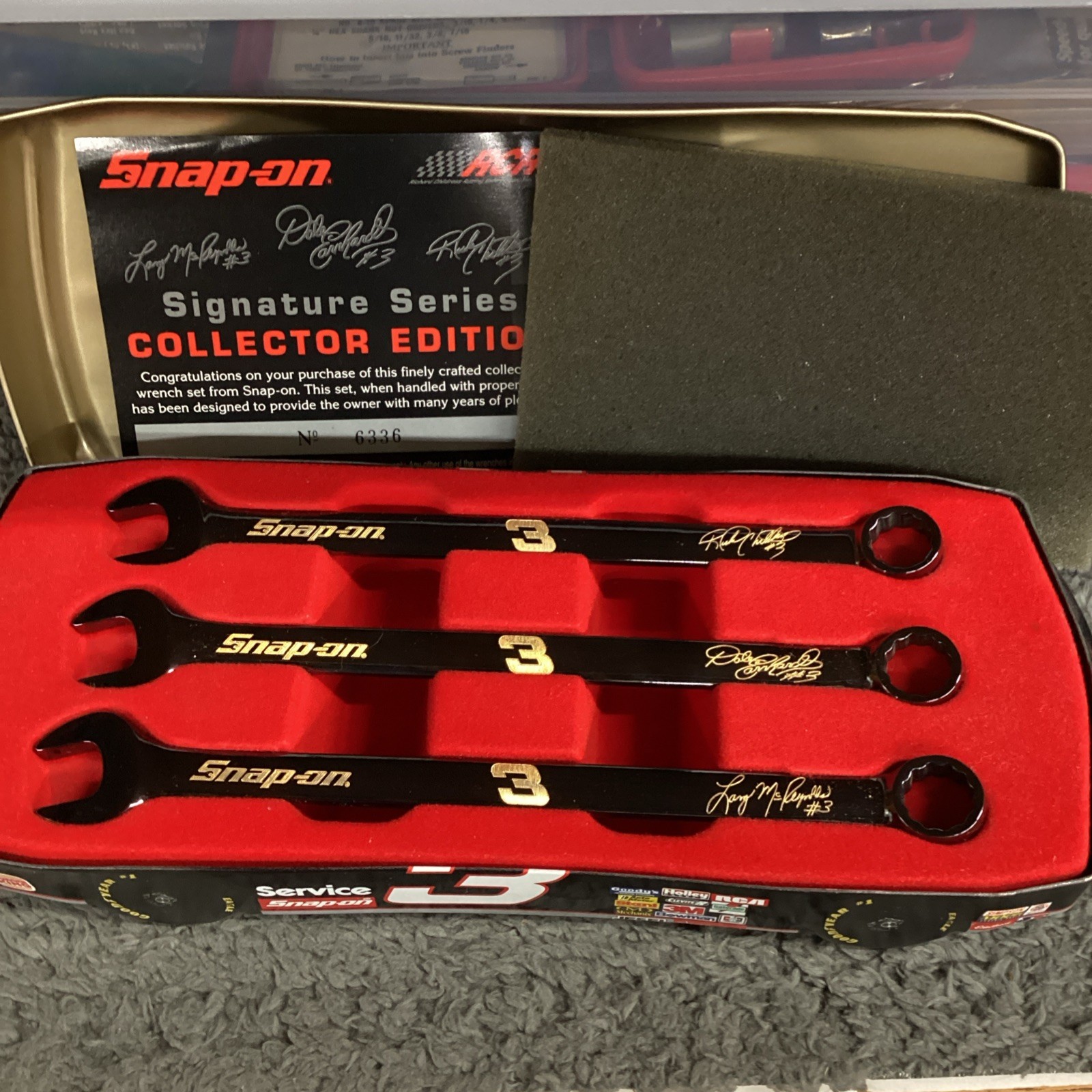 Snap On Dale Earnhardt Signature Collector 3 Piece Wrench Set PLUS BONUS!!!