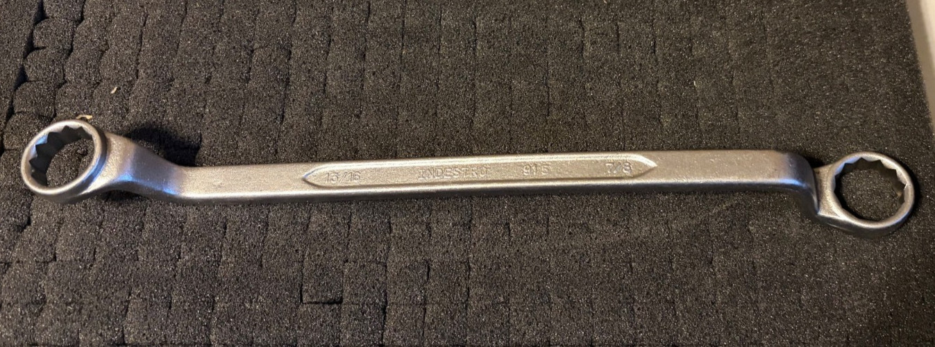 INDESTRO TOOLS No. 915 Deep Offset Box End Wrench 13/16″ x 7/8″ Forged USA 12pt