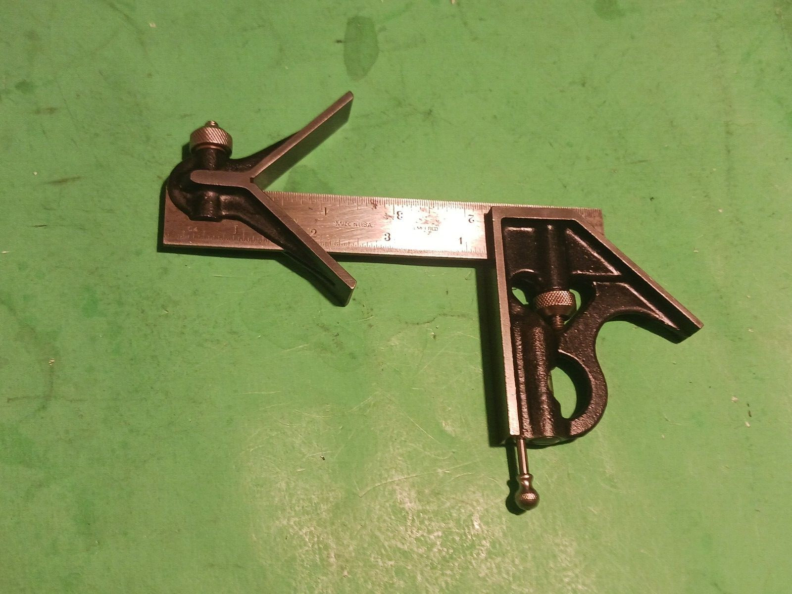 VINTAGE CRAFTSMAN COMBINATION SQUARE 4 pcs set Head,center finder, 6″rule&scribe