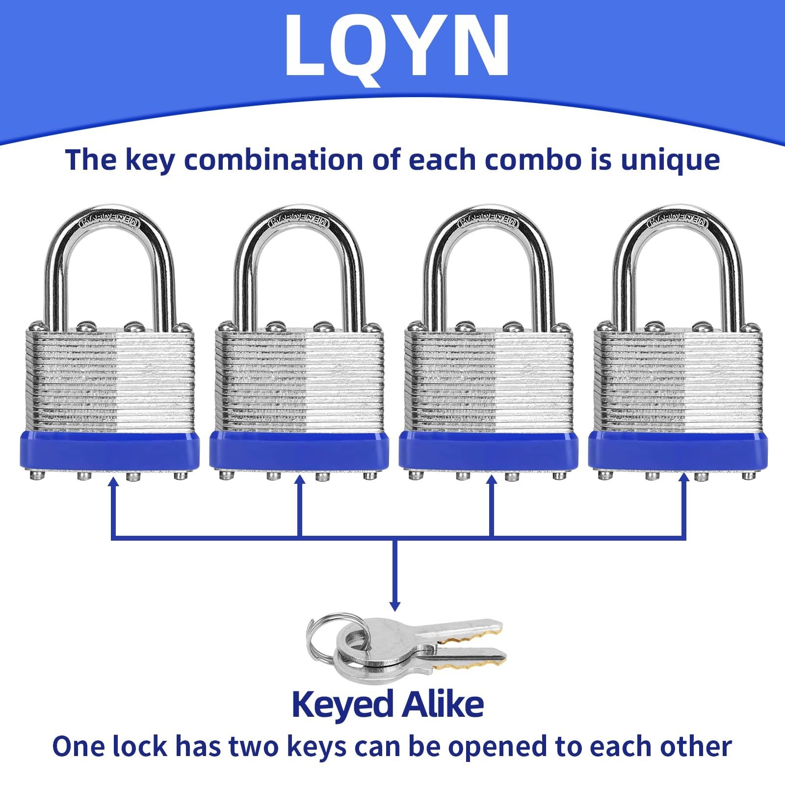 Keyed Alike Padlocks Set of 6 – 40mm Laminated Locks for Storage, Toolboxes, She