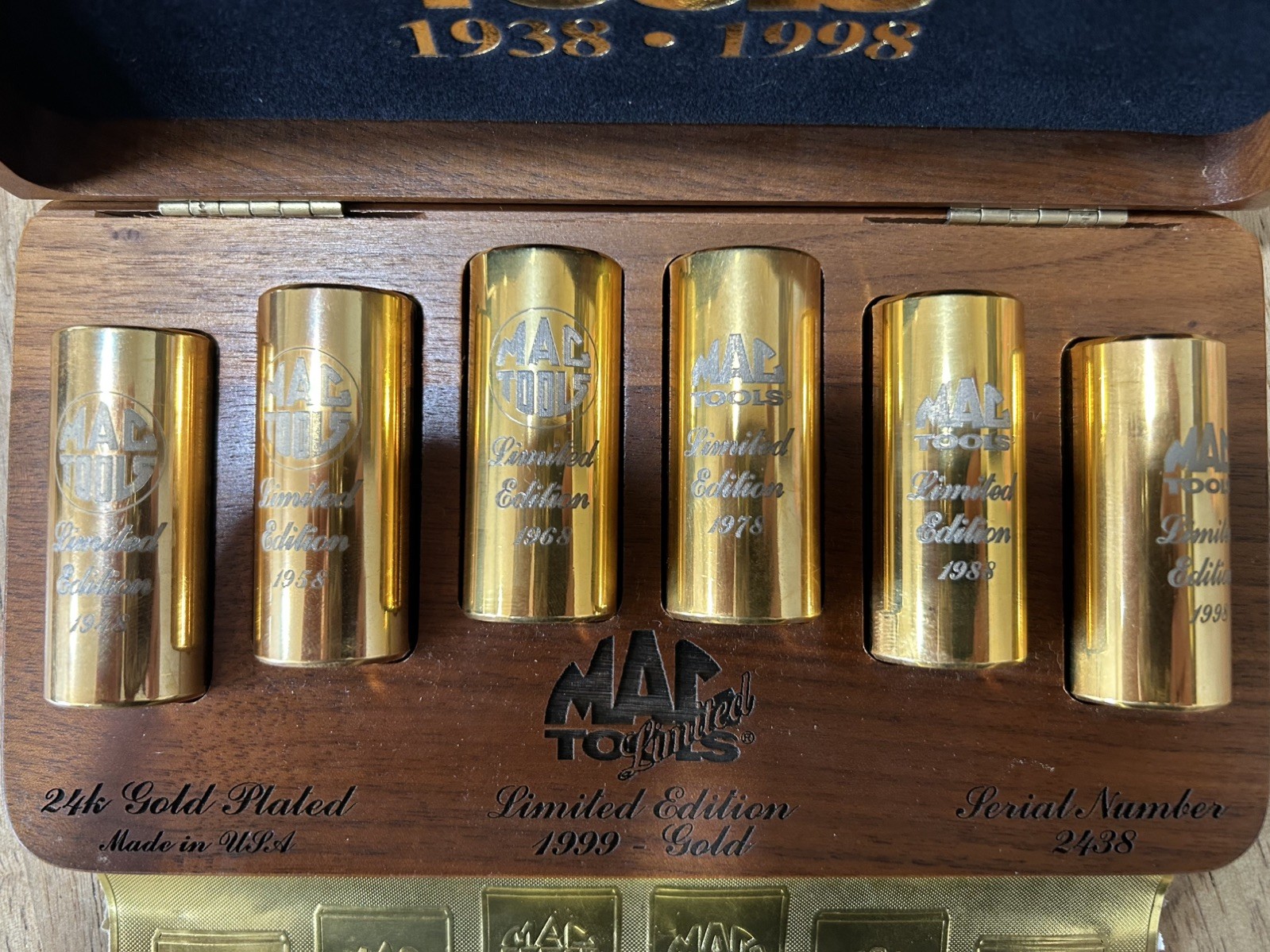 Mac Tools Limited Edition 60 Years 1938-1998 24k Gold Plated Socket Set