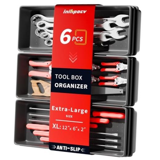 【6 PCS Extra-Large】 Tool Box Drawer Organizer Trays with Non-slip 6PCS(XL)