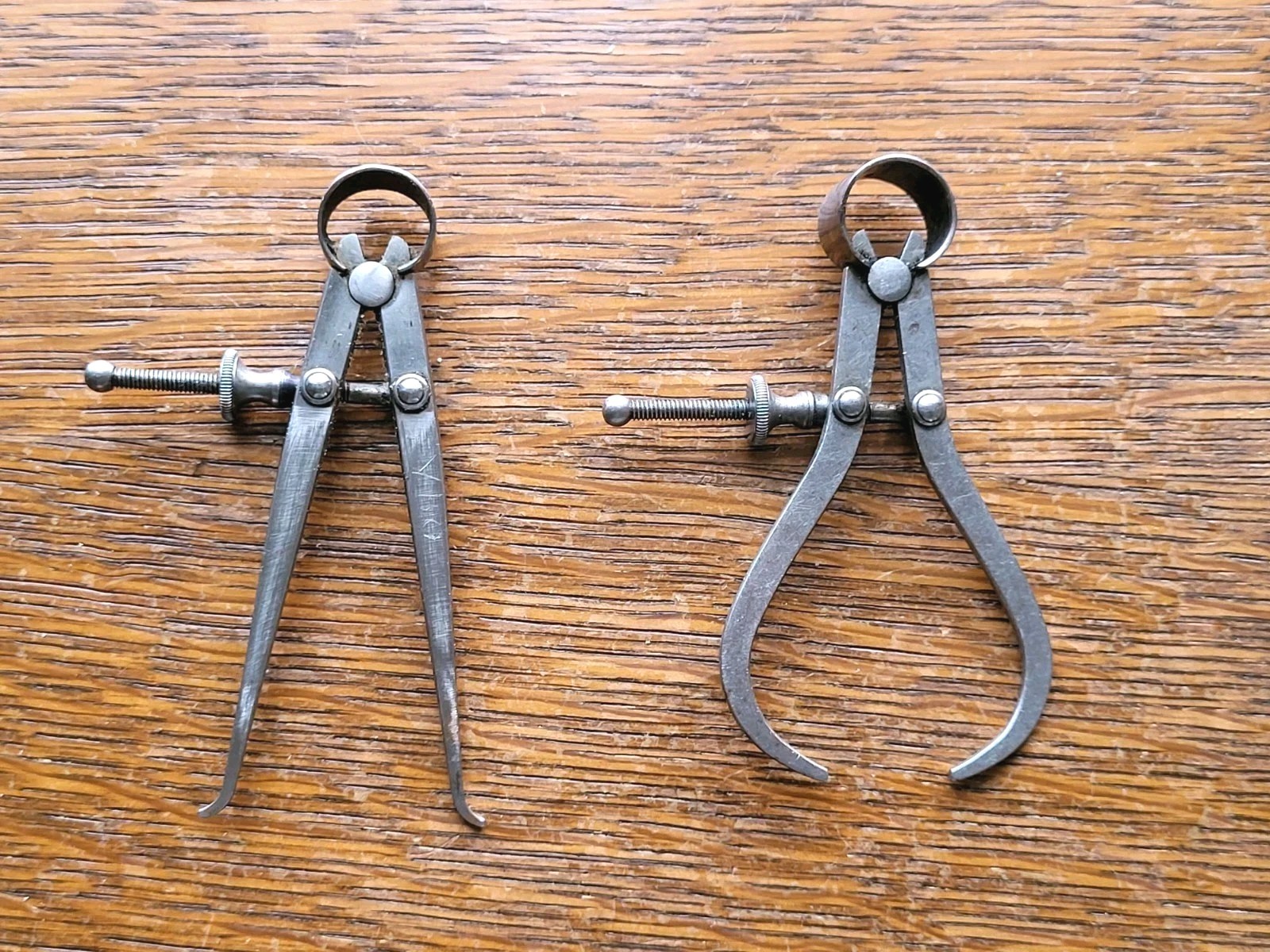 (2) L. S. Starrett Flat Leg Spring Calipers – 3 1/2″ Inside & 3″ Outside USA