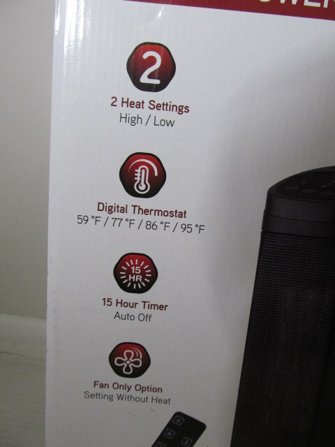 Konwin 16″ Oscillating Ceramic Tower Heater for Medium Room Size, NSBK-150SK57R