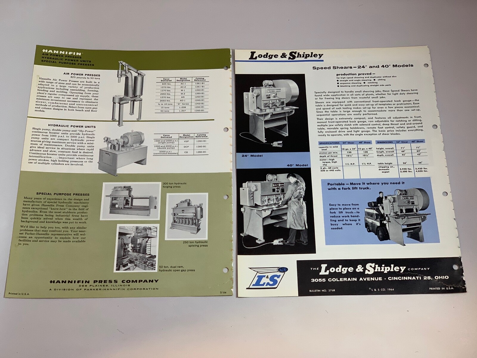 Lot of 8 1960’s Spec Sheets Aerospace Industry Machining Tools Vintage Machinery