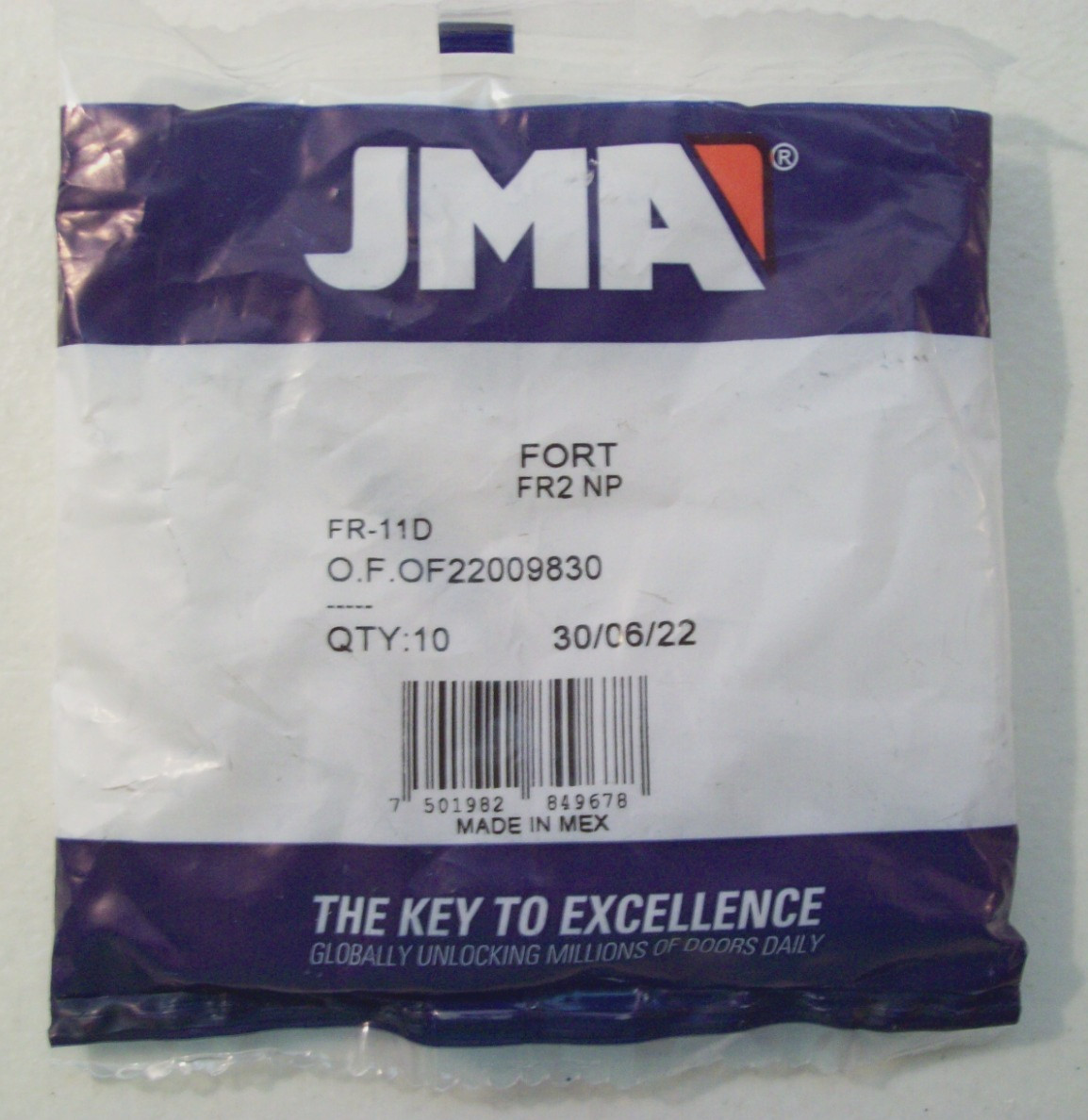 New JMA Fort Key Blanks, 10 Count, FR2, Brass