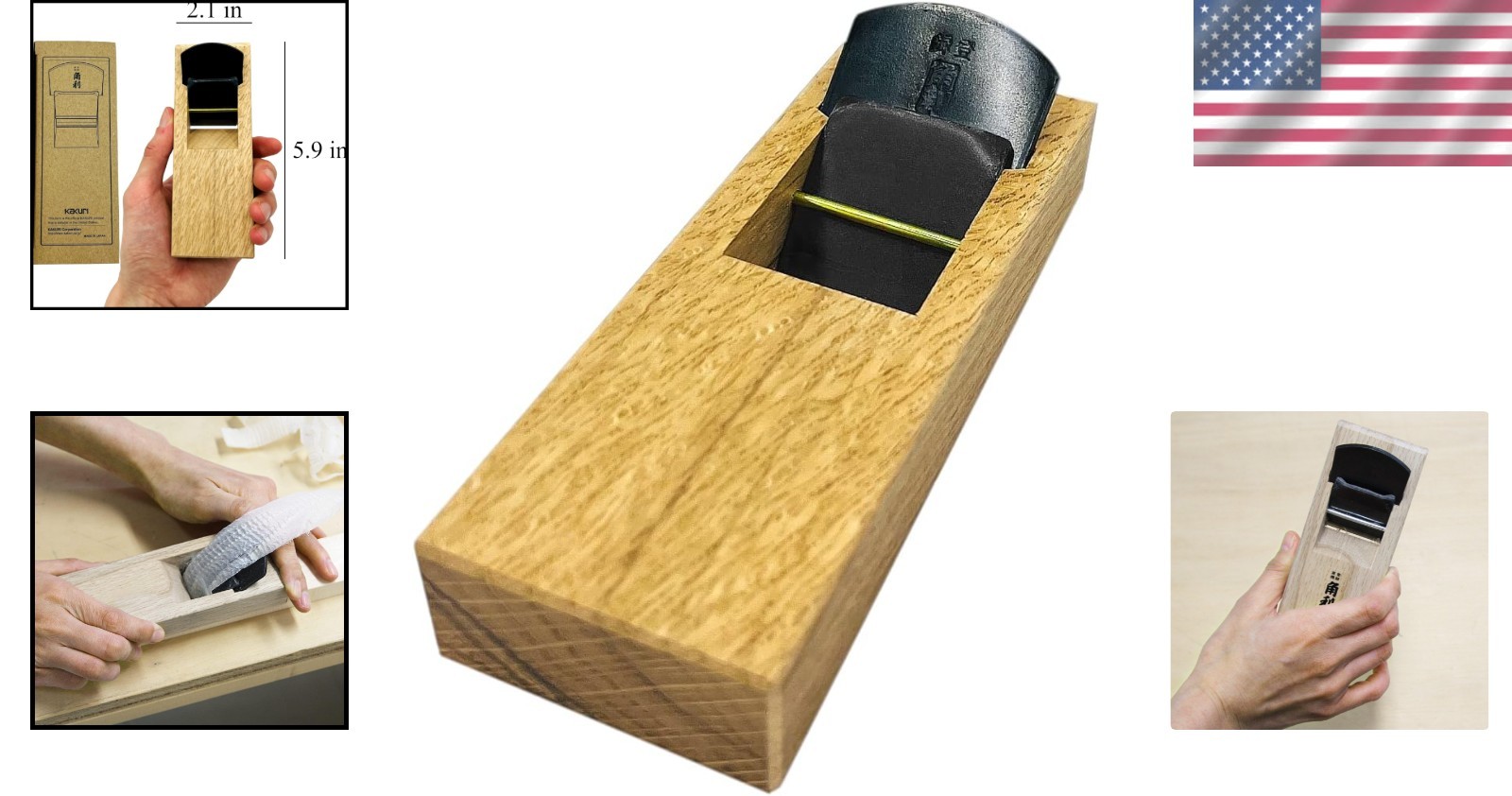 Compact Japanese Kanna Plane 5.9 x 2.1 Inches ECO Oak Body for Woodworking