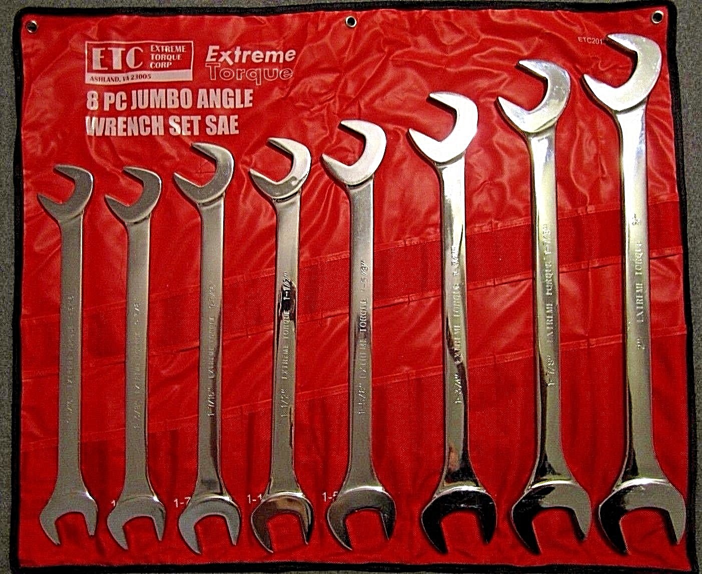 SAE Chrome Full Polish Jumbo Line Angle Wrench Set Extreme Torque 1-5/16 to 2″