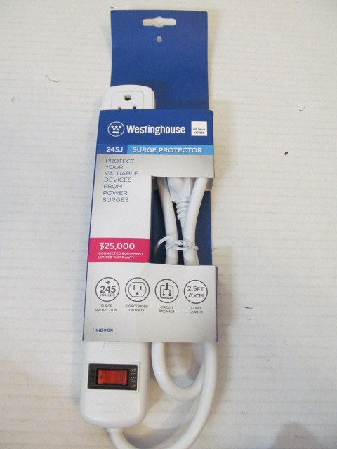 Westinghouse Indoor 245J Surge Protector with 6 Grounded Outlets, White, DR-1579