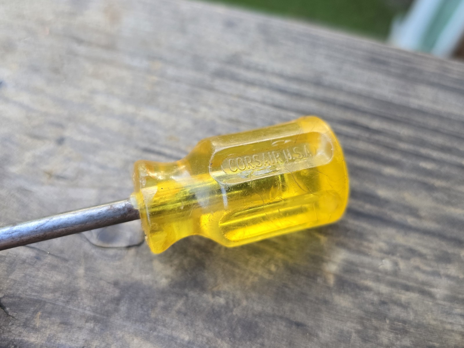 Vintage Corsair Scratch Awl 5.5″ Yellow Plastic Handled USA