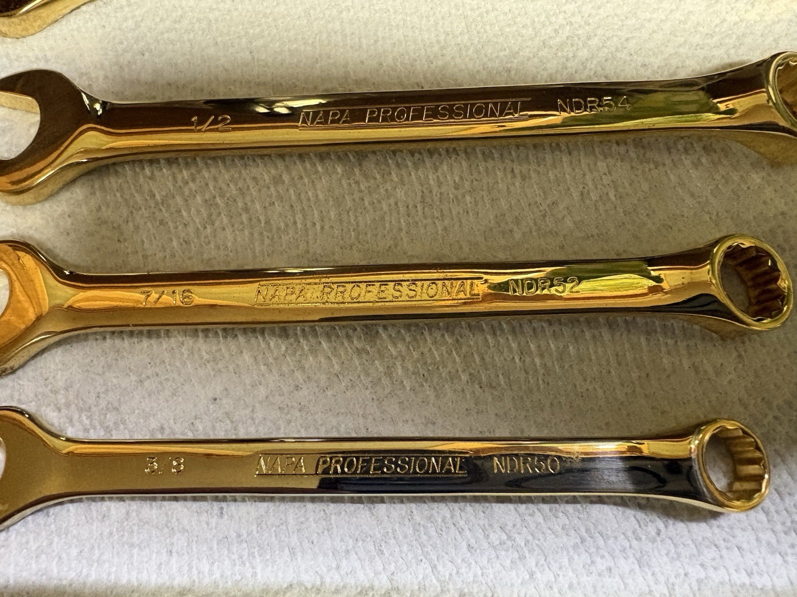 NAPA 75th Anniversary 14k Gold-Plated 5pc English Wrench Set Wood Case 1925-2000