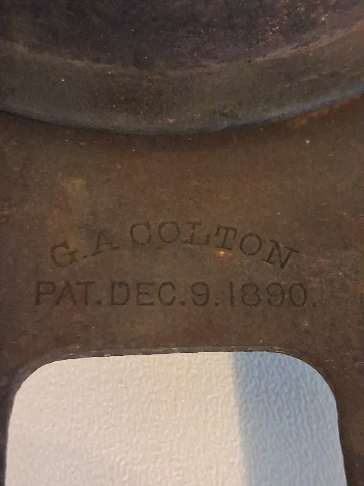 Antique Cast Iron Fork-Mounted Pulley Wheel Made By G.A. Colton. Patented 1890!