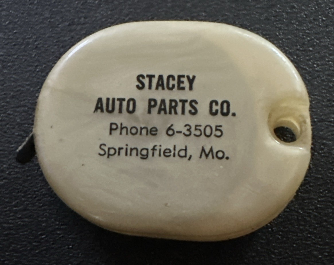 Vintage Advertising Key Chain Tape Measure Stacey Auto Parts Co Springfield MO