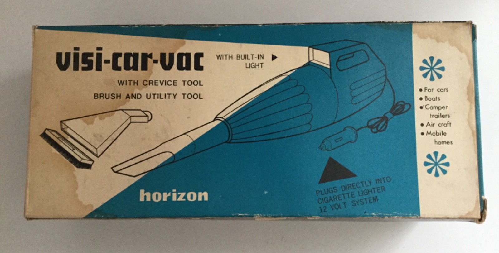 Vintage Horizon Visi-Car-Vac Cleaner Original Box w/ Light Red/Gray, works fine