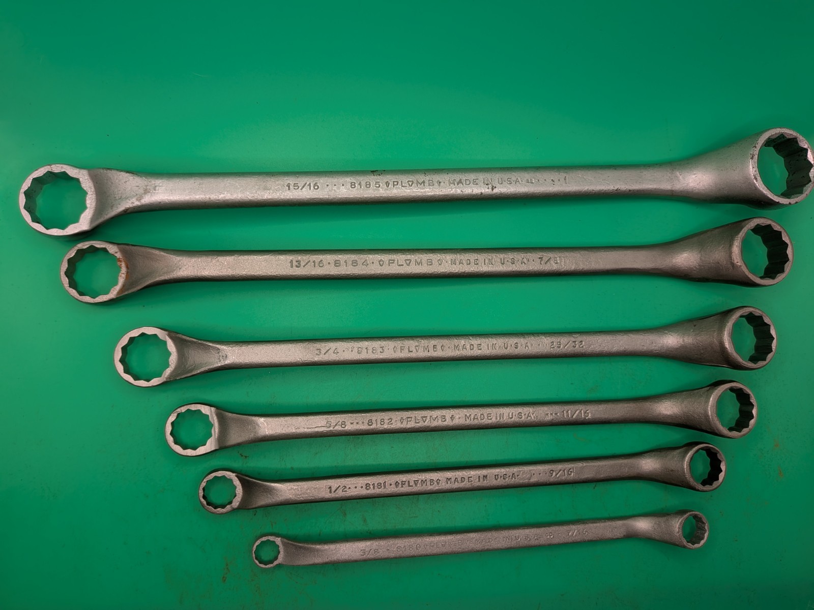 Vintage Plomb Offset Box End Wrench Set 3/8″ – 1″ 81XX Plvmb Plumb USA