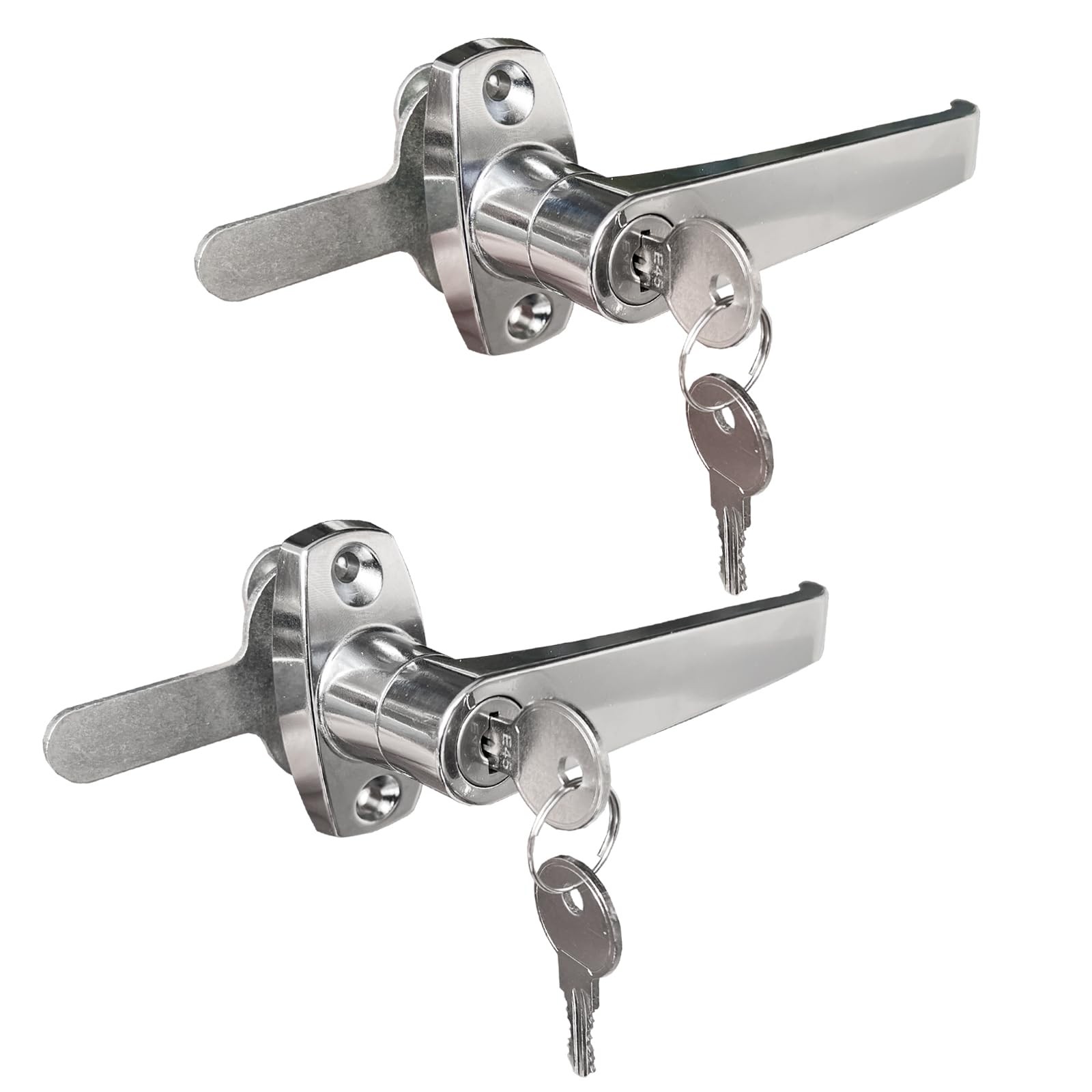 NHDSUO 2 Sets Handle Cam Lock,L-Type Locking Door Handle,Cabinet Chrome