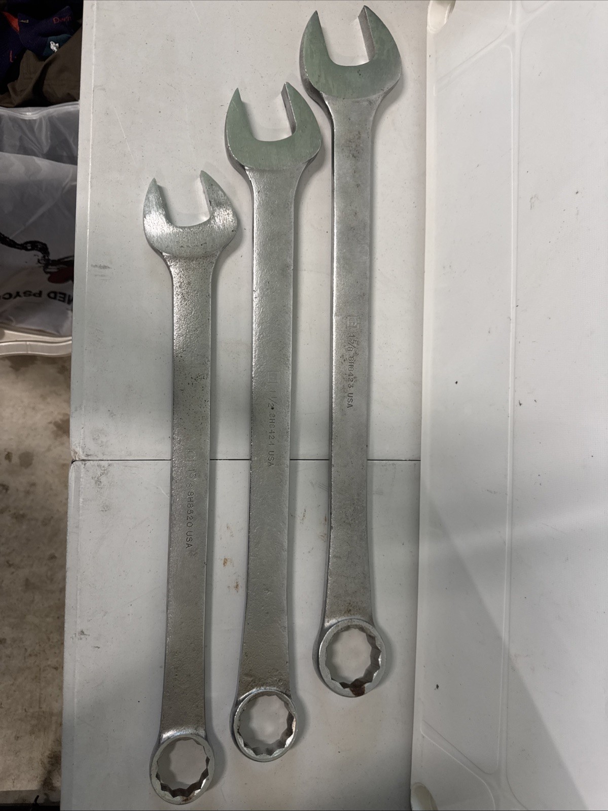 3 Vintage CAT Caterpillar 12 Point Box End Wrench 1 5/8, 1 1/2, 1 3/8 USA