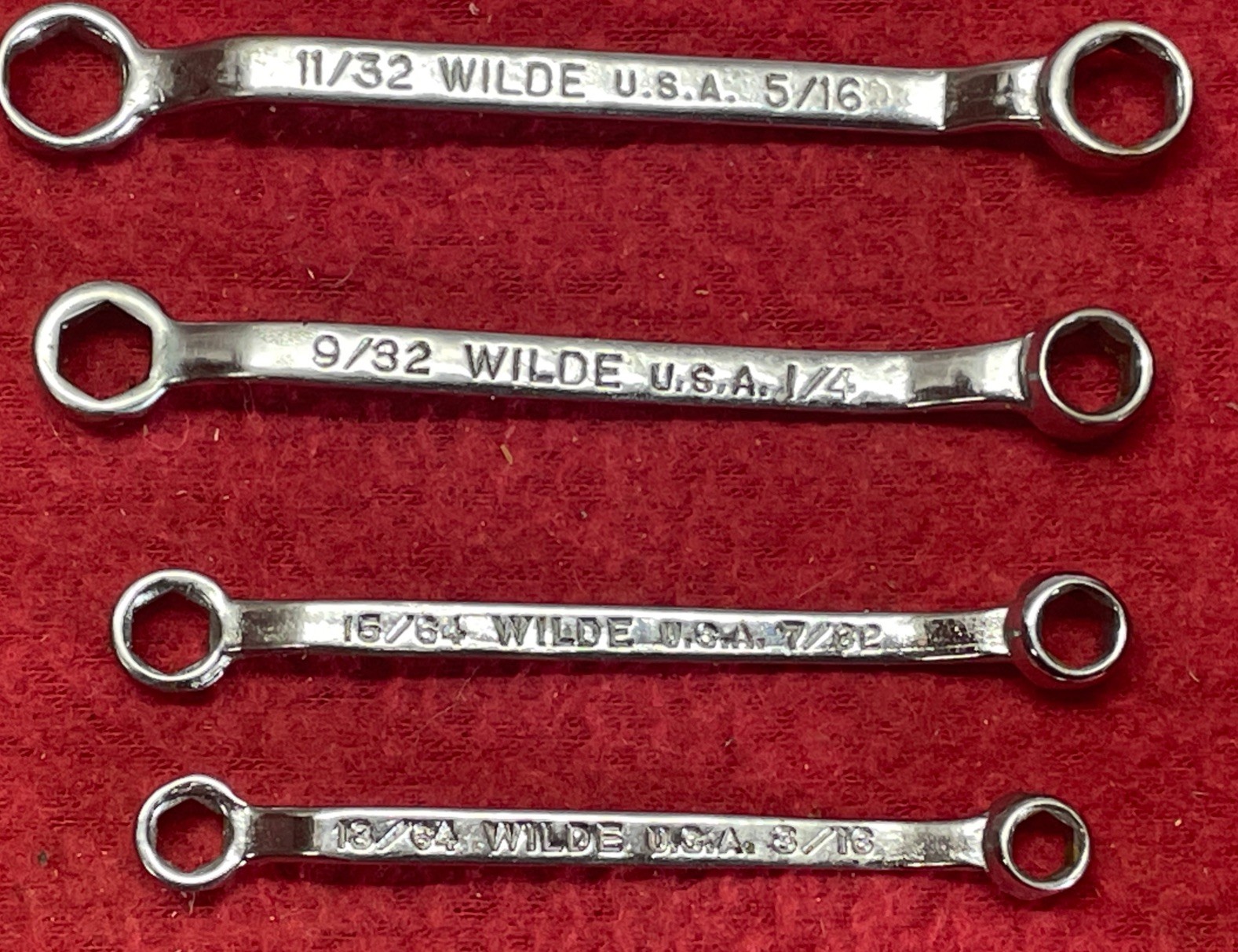 Vintage Wilde Brand Double Box End Wrenches Sizes 13/64-11/32 Lot of 4